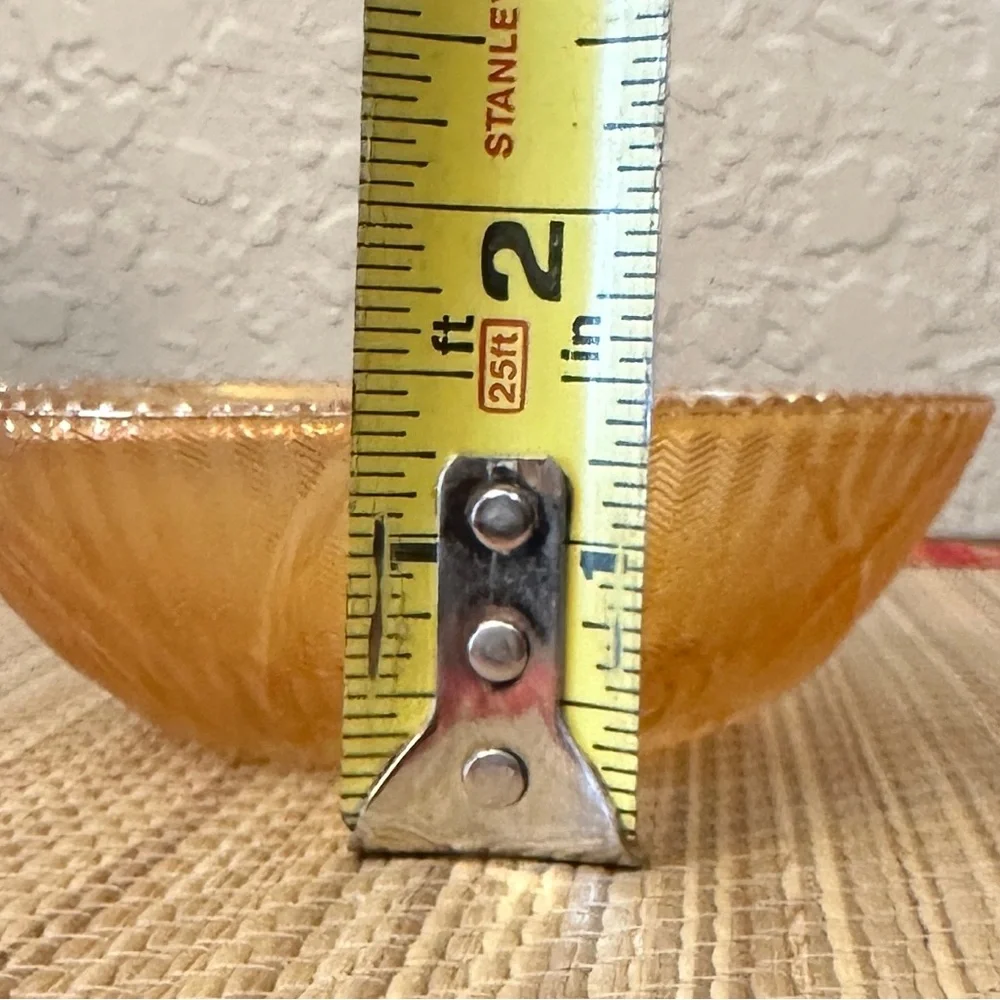 Carnival Glass Jeanette Iris & Herringbone Orange Iridescent Small Bowl VTG